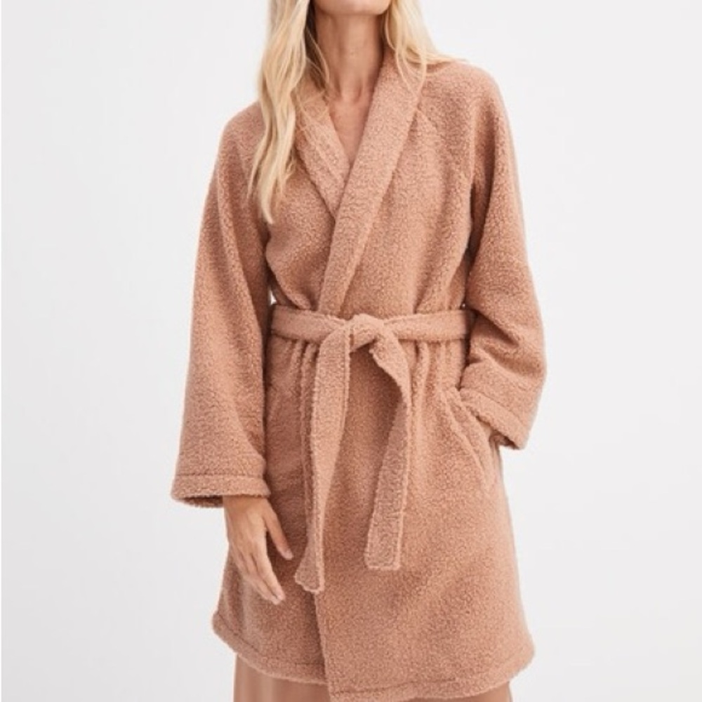 Haven Well Within Sherpa Robe Tan Brown Sugar Camel XL